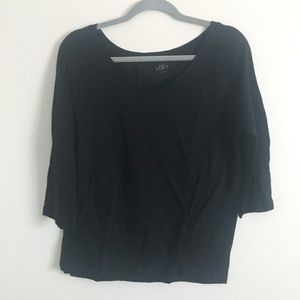 LOFT Black 3/4 Sleeve T-Shirt | Size L